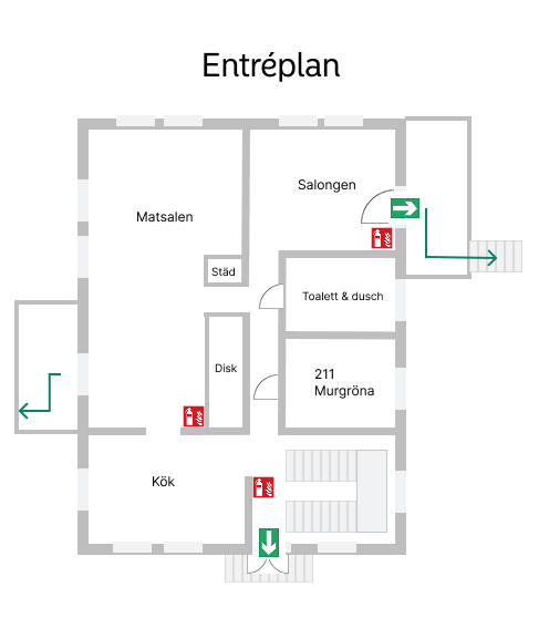 Planritning för entr´plan Tjejhuset