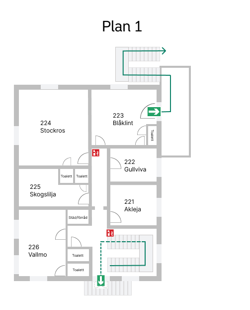 Planritning för plan 1 för Tjejhuset
